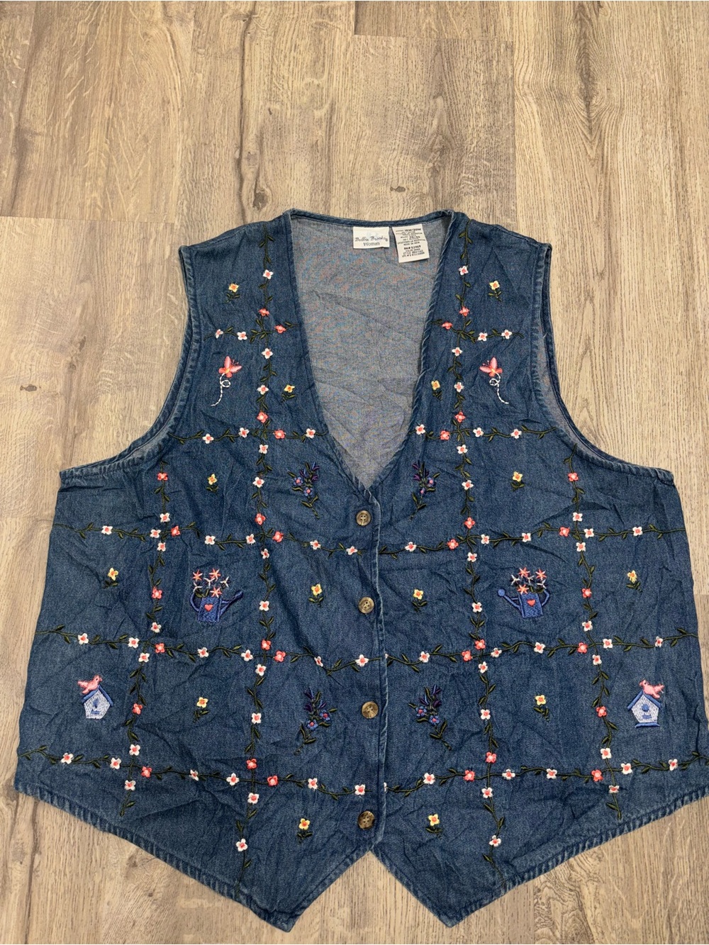 Bobbie Brooks Vintage Blue Denim Embroidered Vest